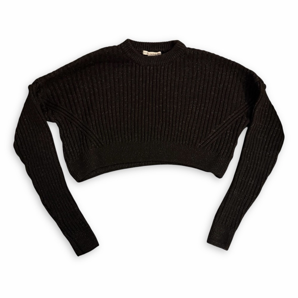 Urban Outfitters Black Ribbed Cropped Sweater